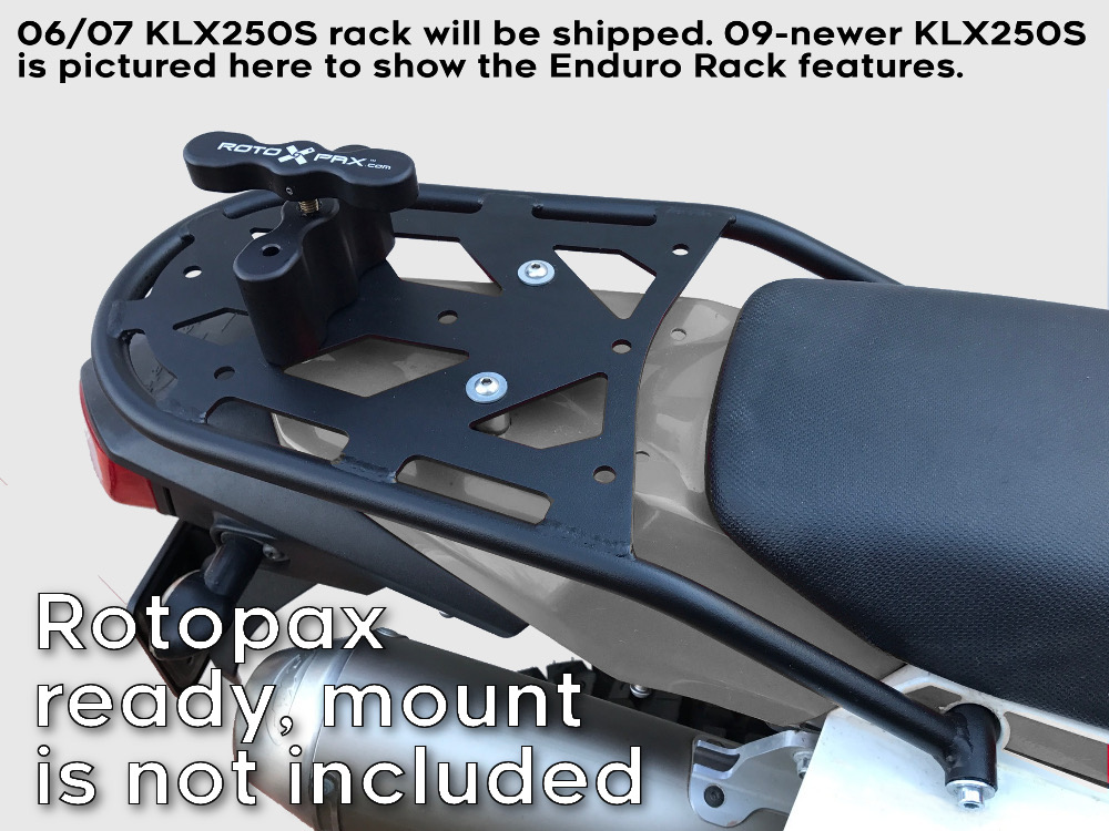 klx250s 07 rear luggage rack rotopax mount